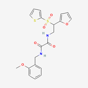molecular formula C20H20N2O6S2 B2641691 N-[2-(furan-2-yl)-2-(thiophene-2-sulfonyl)ethyl]-N'-[(2-methoxyphenyl)methyl]ethanediamide CAS No. 896320-23-3
