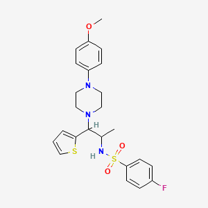 4-fluoro-N-(1-(4-(4-methoxyphenyl)piperazin-1-yl)-1-(thiophen-2-yl)propan-2-yl)benzenesulfonamide
