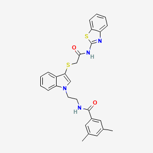 N-(2-(3-((2-(benzo[d]thiazol-2-ylamino)-2-oxoethyl)thio)-1H-indol-1-yl)ethyl)-3,5-dimethylbenzamide