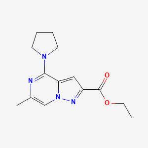 molecular formula C14H18N4O2 B2641720 Ethyl 6-methyl-4-pyrrolidin-1-ylpyrazolo[1,5-a]pyrazine-2-carboxylate CAS No. 1986681-66-6