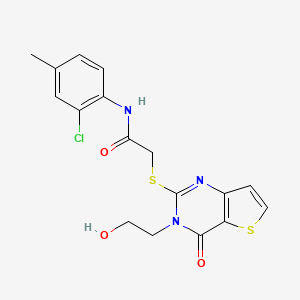 molecular formula C17H16ClN3O3S2 B2641722 N-(2-chloro-4-methylphenyl)-2-((3-(2-hydroxyethyl)-4-oxo-3,4-dihydrothieno[3,2-d]pyrimidin-2-yl)thio)acetamide CAS No. 1798539-51-1