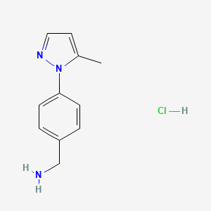 molecular formula C11H14ClN3 B2641735 [4-(5-methyl-1H-pyrazol-1-yl)phenyl]methanamine hydrochloride CAS No. 1889804-67-4