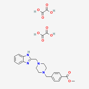 molecular formula C25H28N4O10 B2641744 methyl 4-((4-((1H-benzo[d]imidazol-2-yl)methyl)piperazin-1-yl)methyl)benzoate dioxalate CAS No. 1351590-13-0