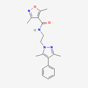 molecular formula C19H22N4O2 B2641763 N-(2-(3,5-dimethyl-4-phenyl-1H-pyrazol-1-yl)ethyl)-3,5-dimethylisoxazole-4-carboxamide CAS No. 2034551-62-5