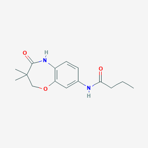 molecular formula C15H20N2O3 B2641777 N-(3,3-dimethyl-4-oxo-2,3,4,5-tetrahydrobenzo[b][1,4]oxazepin-8-yl)butyramide CAS No. 921810-56-2
