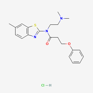 molecular formula C21H26ClN3O2S B2641795 N-(2-(dimethylamino)ethyl)-N-(6-methylbenzo[d]thiazol-2-yl)-3-phenoxypropanamide hydrochloride CAS No. 1216600-30-4
