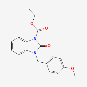 molecular formula C18H18N2O4 B2641827 ethyl 3-(4-methoxybenzyl)-2-oxo-2,3-dihydro-1H-1,3-benzimidazole-1-carboxylate CAS No. 339013-65-9