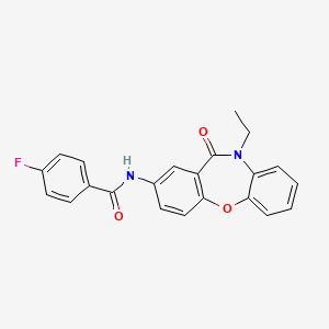 molecular formula C22H17FN2O3 B2641838 N-(10-ethyl-11-oxo-10,11-dihydrodibenzo[b,f][1,4]oxazepin-2-yl)-4-fluorobenzamide CAS No. 922107-98-0