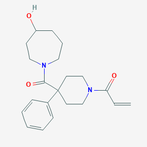 molecular formula C21H28N2O3 B2641865 1-[4-(4-Hydroxyazepane-1-carbonyl)-4-phenylpiperidin-1-yl]prop-2-en-1-one CAS No. 2199901-20-5