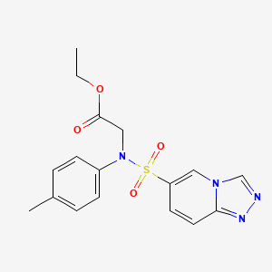 molecular formula C17H18N4O4S B2641884 ethyl 2-(N-(p-tolyl)-[1,2,4]triazolo[4,3-a]pyridine-6-sulfonamido)acetate CAS No. 1251620-27-5