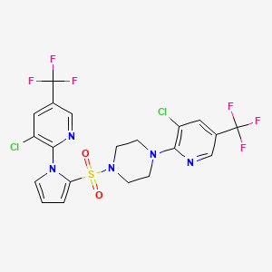 molecular formula C20H15Cl2F6N5O2S B2641895 1-[3-chloro-5-(trifluoromethyl)pyridin-2-yl]-4-({1-[3-chloro-5-(trifluoromethyl)pyridin-2-yl]-1H-pyrrol-2-yl}sulfonyl)piperazine CAS No. 338406-62-5