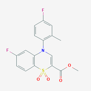 molecular formula C17H13F2NO4S B2641923 methyl 6-fluoro-4-(4-fluoro-2-methylphenyl)-4H-1,4-benzothiazine-2-carboxylate 1,1-dioxide CAS No. 1291871-20-9