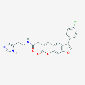molecular formula C26H22ClN3O4 B264197 2-[3-(4-chlorophenyl)-5,9-dimethyl-7-oxo-7H-furo[3,2-g]chromen-6-yl]-N-[2-(1H-imidazol-5-yl)ethyl]acetamide 