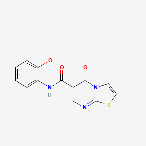 molecular formula C15H13N3O3S B2641972 N-(2-methoxyphenyl)-2-methyl-5-oxo-5H-[1,3]thiazolo[3,2-a]pyrimidine-6-carboxamide CAS No. 896338-89-9