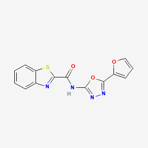 molecular formula C14H8N4O3S B2641991 N-[5-(furan-2-yl)-1,3,4-oxadiazol-2-yl]-1,3-benzothiazole-2-carboxamide CAS No. 851095-27-7