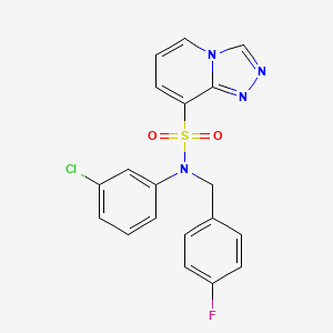 molecular formula C19H14ClFN4O2S B2642015 N-(3-chlorophenyl)-N-[(4-fluorophenyl)methyl]-[1,2,4]triazolo[4,3-a]pyridine-8-sulfonamide CAS No. 1251615-57-2