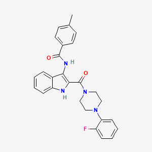 molecular formula C27H25FN4O2 B2642047 N-[2-[4-(2-fluorophenyl)piperazine-1-carbonyl]-1H-indol-3-yl]-4-methylbenzamide CAS No. 1031993-64-2
