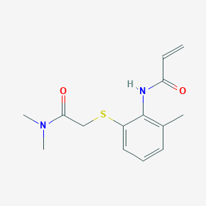 molecular formula C14H18N2O2S B2642058 N-(2-{[(dimethylcarbamoyl)methyl]sulfanyl}-6-methylphenyl)prop-2-enamide CAS No. 2305449-92-5