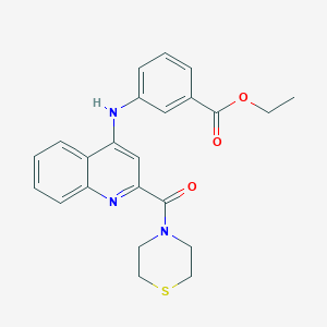 molecular formula C23H23N3O3S B2642131 Ethyl 3-{[2-(thiomorpholine-4-carbonyl)quinolin-4-yl]amino}benzoate CAS No. 1226437-47-3