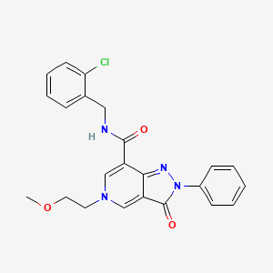 molecular formula C23H21ClN4O3 B2642134 N-[(2-chlorophenyl)methyl]-5-(2-methoxyethyl)-3-oxo-2-phenyl-2H,3H,5H-pyrazolo[4,3-c]pyridine-7-carboxamide CAS No. 923151-49-9