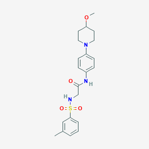 molecular formula C21H27N3O4S B2642161 N-[4-(4-METHOXYPIPERIDIN-1-YL)PHENYL]-2-(3-METHYLBENZENESULFONAMIDO)ACETAMIDE CAS No. 1797888-97-1