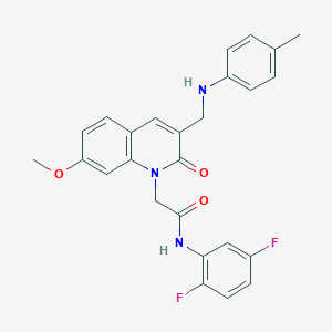 molecular formula C26H23F2N3O3 B2642199 N-(2,5-difluorophenyl)-2-(7-methoxy-3-{[(4-methylphenyl)amino]methyl}-2-oxo-1,2-dihydroquinolin-1-yl)acetamide CAS No. 932308-13-9