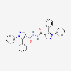 molecular formula C32H24N6O2 B2642204 N'-[(1,5-diphenyl-1H-pyrazol-4-yl)carbonyl]-1,5-diphenyl-1H-pyrazole-4-carbohydrazide CAS No. 477713-02-3