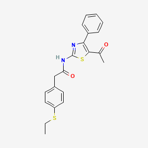 molecular formula C21H20N2O2S2 B2642206 N-(5-acetyl-4-phenylthiazol-2-yl)-2-(4-(ethylthio)phenyl)acetamide CAS No. 941971-35-3