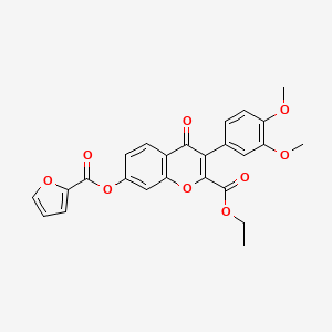 molecular formula C25H20O9 B2642261 ethyl 3-(3,4-dimethoxyphenyl)-7-(furan-2-carbonyloxy)-4-oxo-4H-chromene-2-carboxylate CAS No. 610752-54-0