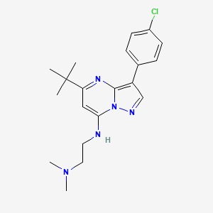 molecular formula C20H26ClN5 B2642271 5-TERT-BUTYL-3-(4-CHLOROPHENYL)-N-[2-(DIMETHYLAMINO)ETHYL]PYRAZOLO[1,5-A]PYRIMIDIN-7-AMINE CAS No. 896815-88-6