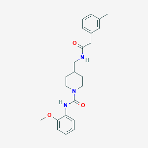 molecular formula C23H29N3O3 B2642286 N-(2-methoxyphenyl)-4-((2-(m-tolyl)acetamido)methyl)piperidine-1-carboxamide CAS No. 1235090-55-7