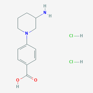 molecular formula C12H18Cl2N2O2 B2642294 4-(3-Aminopiperidin-1-yl)benzoic acid dihydrochloride CAS No. 1909319-40-9