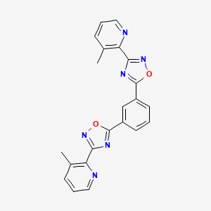 molecular formula C22H16N6O2 B2642307 1,3-Bis[(3-(3-methyl-2-pyridin-2-yl)-1,2,4-oxadiazol)-5-yl]benzene CAS No. 1965304-89-5