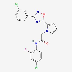 molecular formula C20H13Cl2FN4O2 B2642310 N-(4-chloro-2-fluorophenyl)-2-{2-[3-(3-chlorophenyl)-1,2,4-oxadiazol-5-yl]-1H-pyrrol-1-yl}acetamide CAS No. 1260996-09-5