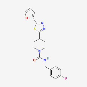 molecular formula C19H19FN4O2S B2642333 N-[(4-fluorophenyl)methyl]-4-[5-(furan-2-yl)-1,3,4-thiadiazol-2-yl]piperidine-1-carboxamide CAS No. 1105210-57-8