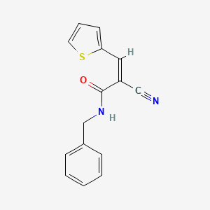 molecular formula C15H12N2OS B2642343 n-benzyl-2-cyano-3-(thiophen-2-yl)prop-2-enamide CAS No. 306312-59-4