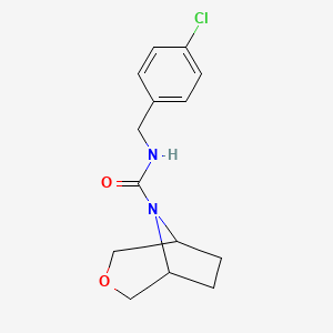 molecular formula C14H17ClN2O2 B2642353 N-[(4-Chlorophenyl)methyl]-3-oxa-8-azabicyclo[3.2.1]octane-8-carboxamide CAS No. 1396869-00-3