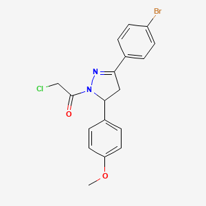 molecular formula C18H16BrClN2O2 B2642397 3-(4-bromophenyl)-1-(chloroacetyl)-5-(4-methoxyphenyl)-4,5-dihydro-1H-pyrazole CAS No. 378218-62-3