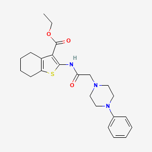 molecular formula C23H29N3O3S B2642400 Ethyl 2-[2-(4-phenylpiperazin-1-yl)acetamido]-4,5,6,7-tetrahydro-1-benzothiophene-3-carboxylate CAS No. 833439-05-7