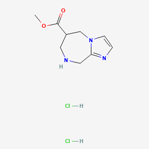 molecular formula C9H15Cl2N3O2 B2642431 Methyl 6,7,8,9-tetrahydro-5H-imidazo[1,2-a][1,4]diazepine-6-carboxylate;dihydrochloride CAS No. 2253640-34-3