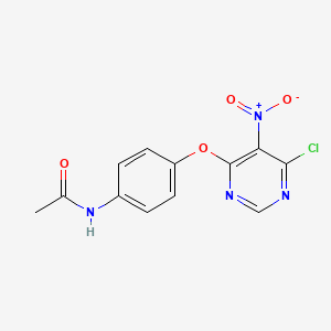 molecular formula C12H9ClN4O4 B2642461 N-{4-[(6-chloro-5-nitro-4-pyrimidinyl)oxy]phenyl}acetamide CAS No. 860787-22-0