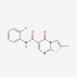 molecular formula C14H10FN3O2S B2642471 N-(2-fluorophenyl)-2-methyl-5-oxo-5H-[1,3]thiazolo[3,2-a]pyrimidine-6-carboxamide CAS No. 896338-28-6