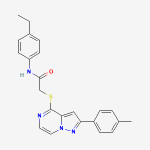 molecular formula C23H22N4OS B2642487 N-(4-ETHYLPHENYL)-2-{[2-(4-METHYLPHENYL)PYRAZOLO[1,5-A]PYRAZIN-4-YL]SULFANYL}ACETAMIDE CAS No. 1021208-10-5