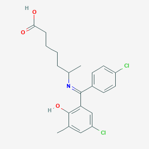 molecular formula C21H23Cl2NO3 B026425 6-(((5-Chloro-2-hydroxy-3-methylphenyl)(4-chlorophenyl)methylene)amino)heptanoic acid CAS No. 104775-11-3