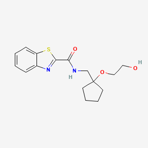 molecular formula C16H20N2O3S B2642527 N-((1-(2-hydroxyethoxy)cyclopentyl)methyl)benzo[d]thiazole-2-carboxamide CAS No. 2189500-02-3