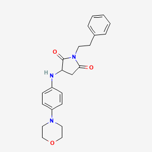 molecular formula C22H25N3O3 B2642533 3-((4-Morpholinophenyl)amino)-1-phenethylpyrrolidine-2,5-dione CAS No. 1008012-45-0