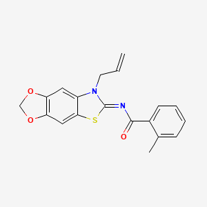 B2642544 (Z)-N-(7-allyl-[1,3]dioxolo[4',5':4,5]benzo[1,2-d]thiazol-6(7H)-ylidene)-2-methylbenzamide CAS No. 1006797-36-9