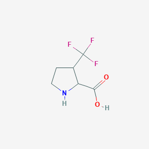 molecular formula C6H8F3NO2 B2642552 3-(Trifluoromethyl)pyrrolidine-2-carboxylic acid CAS No. 1516757-19-9