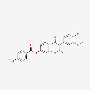 B2642554 3-(3,4-dimethoxyphenyl)-2-methyl-4-oxo-4H-chromen-7-yl 4-methoxybenzoate CAS No. 610753-18-9