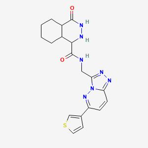 molecular formula C19H13N7O2S B2642556 4-oxo-N-[(6-thiophen-3-yl-[1,2,4]triazolo[4,3-b]pyridazin-3-yl)methyl]-2,3,4a,5,6,7,8,8a-octahydro-1H-phthalazine-1-carboxamide CAS No. 1904211-83-1